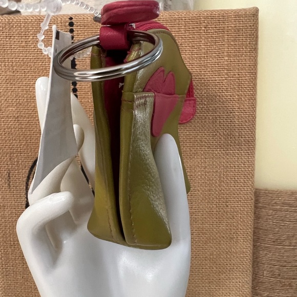 New ILI Kiss green & pink leather small zip pouch - Picture 8 of 11